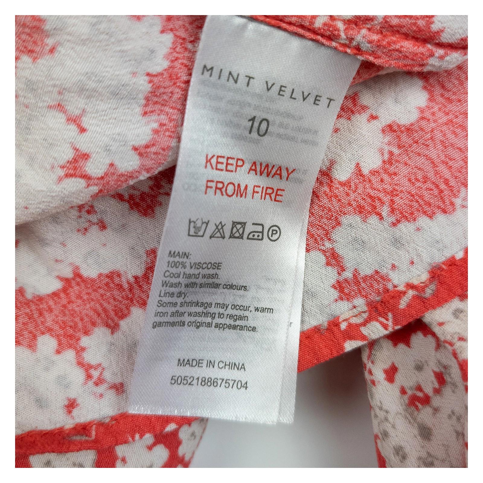 Mint Velvet Red Floral Blouse Top Size UK 10 Viscose Eyelet Detail V - Neck Boho by Mint Velvet – | RewearableUK