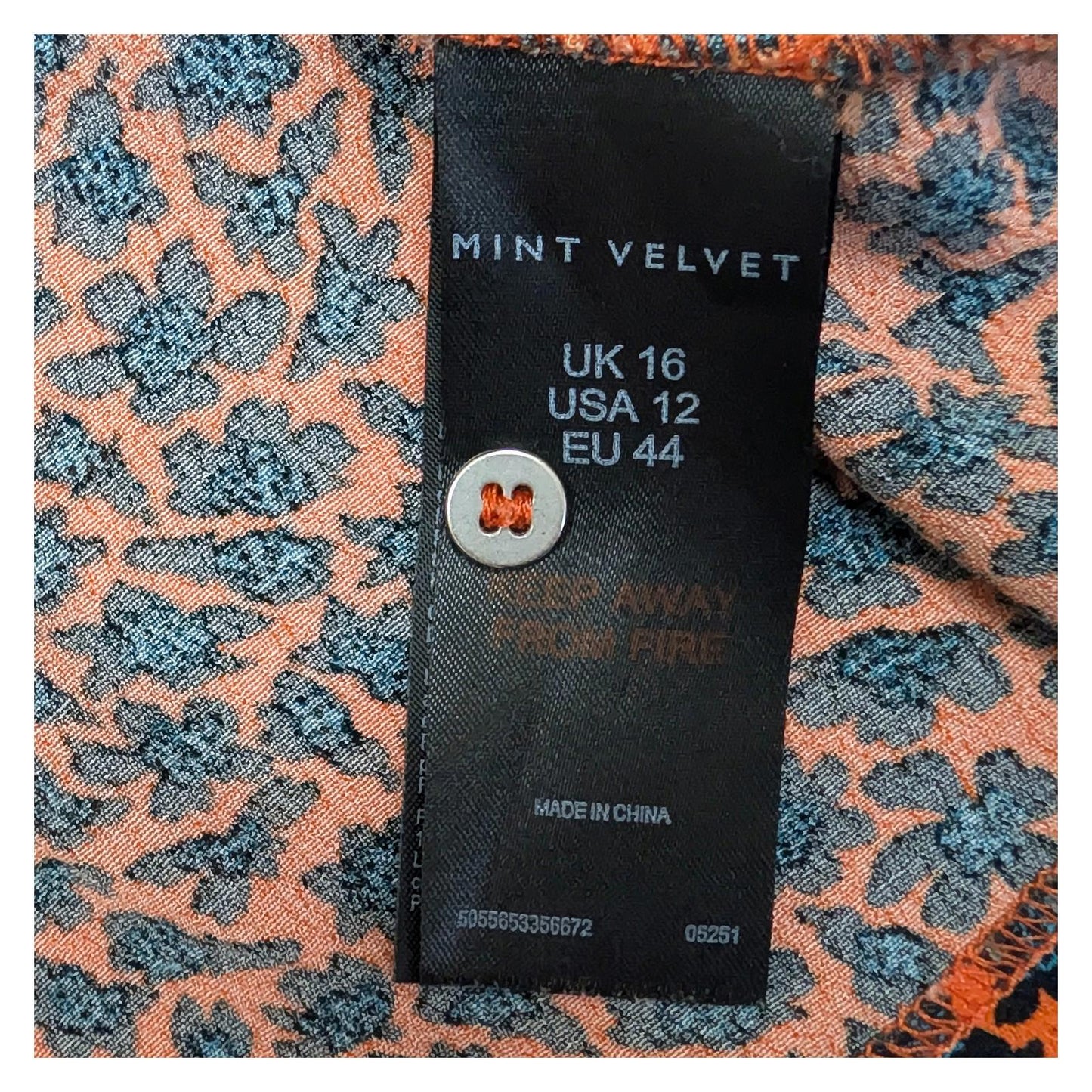 Mint Velvet Top Size UK 16 Orange Black Animal Print V - Neck Long Sleeve Blouse by Mint Velvet – | RewearableUK