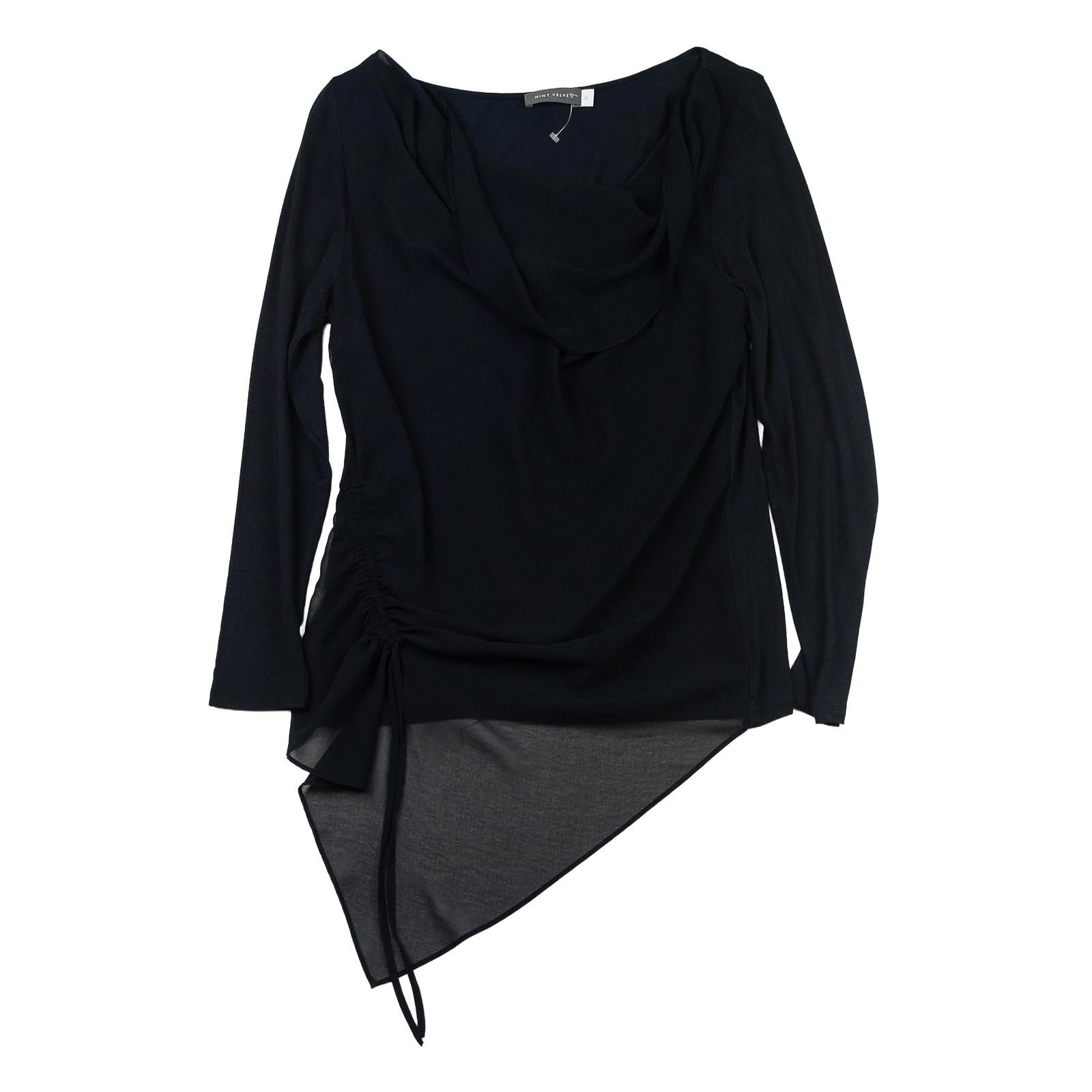 Mint Velvet Top UK 12 Black Asymmetrical Cowl Neck Jumper Tunic NWOT by Mint Velvet – | RewearableUK