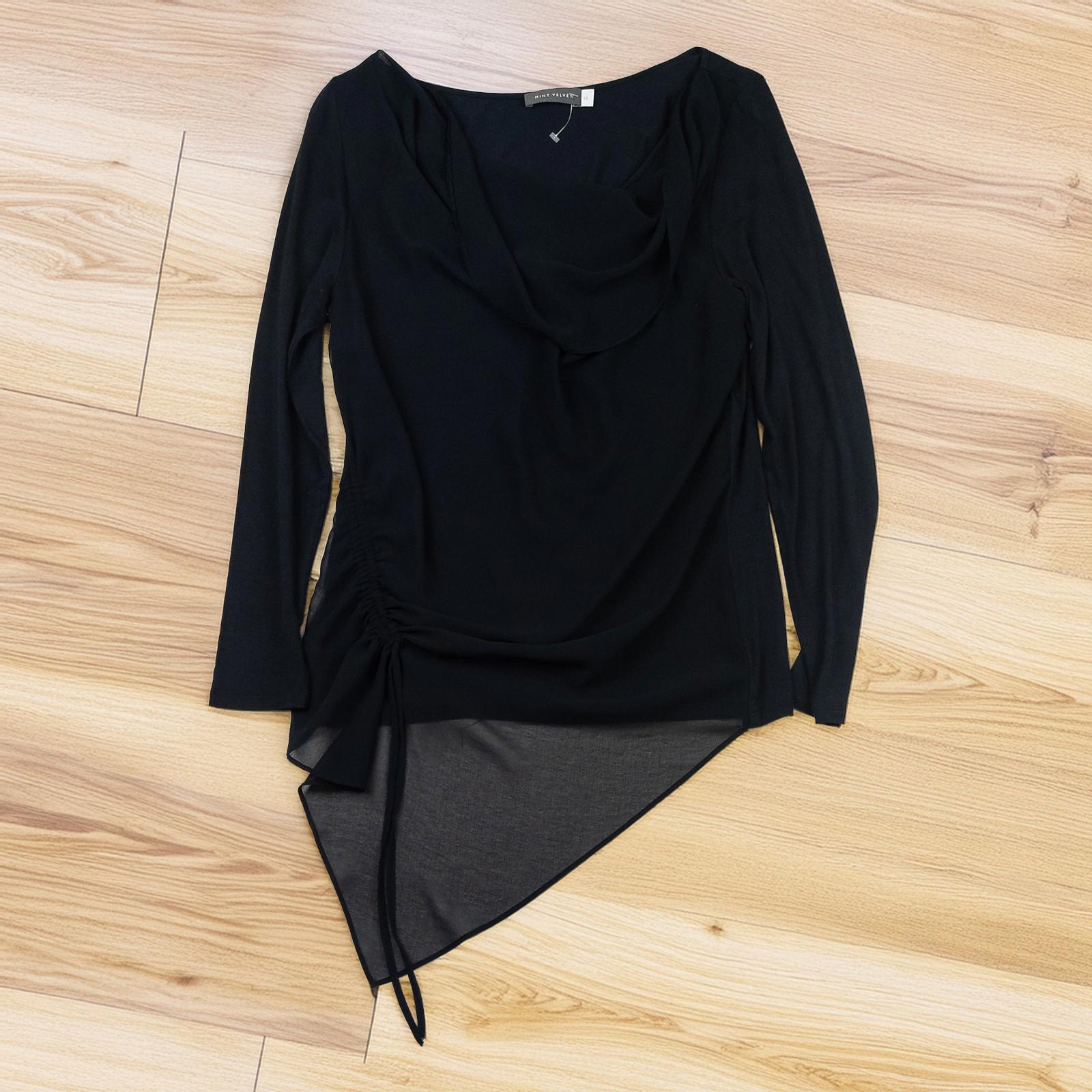 Mint Velvet Top UK 12 Black Asymmetrical Cowl Neck Jumper Tunic NWOT by Mint Velvet – | RewearableUK