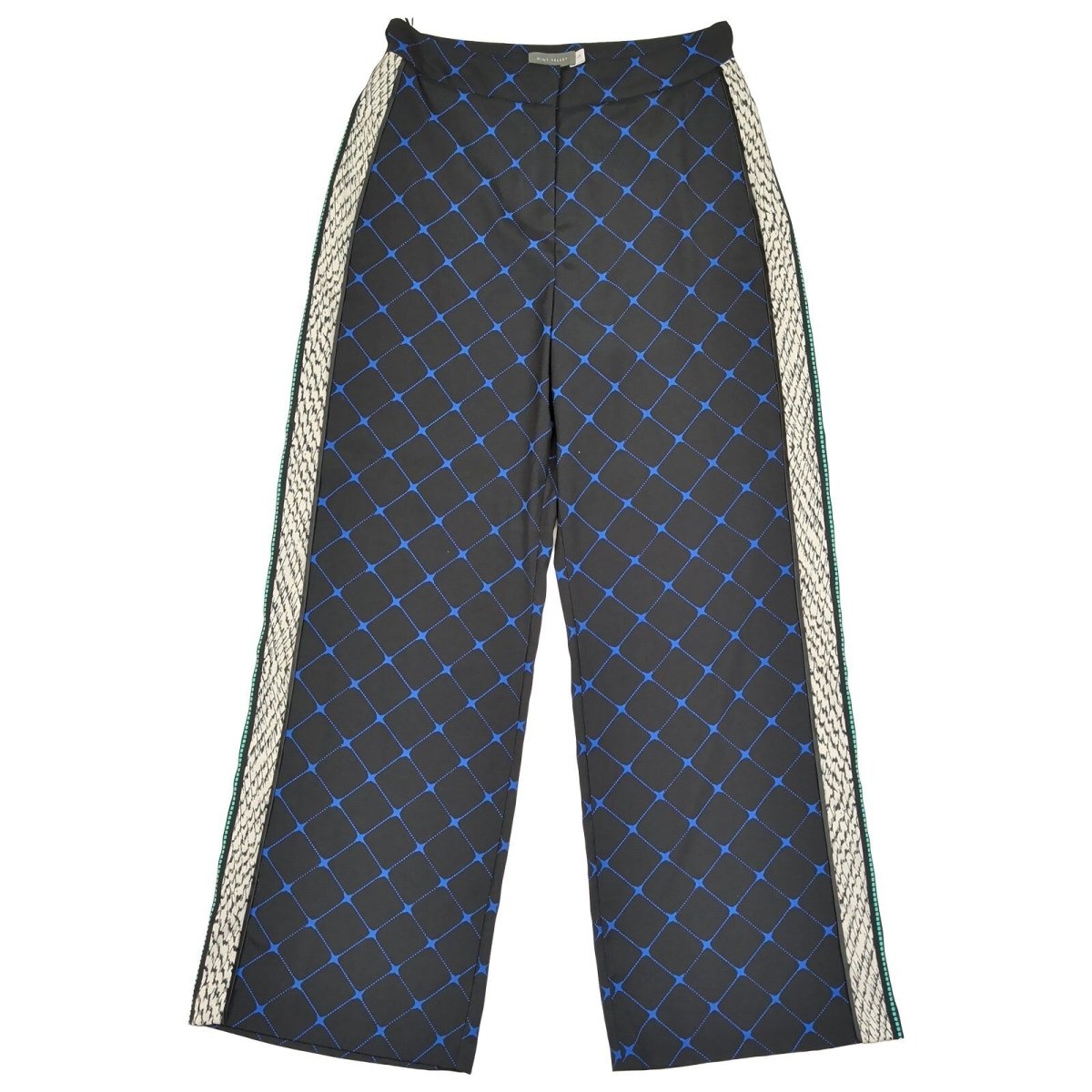 Mint Velvet Wide-Leg Trousers UK 12R Black Blue Geometric – product photo 1 | RewearableUK