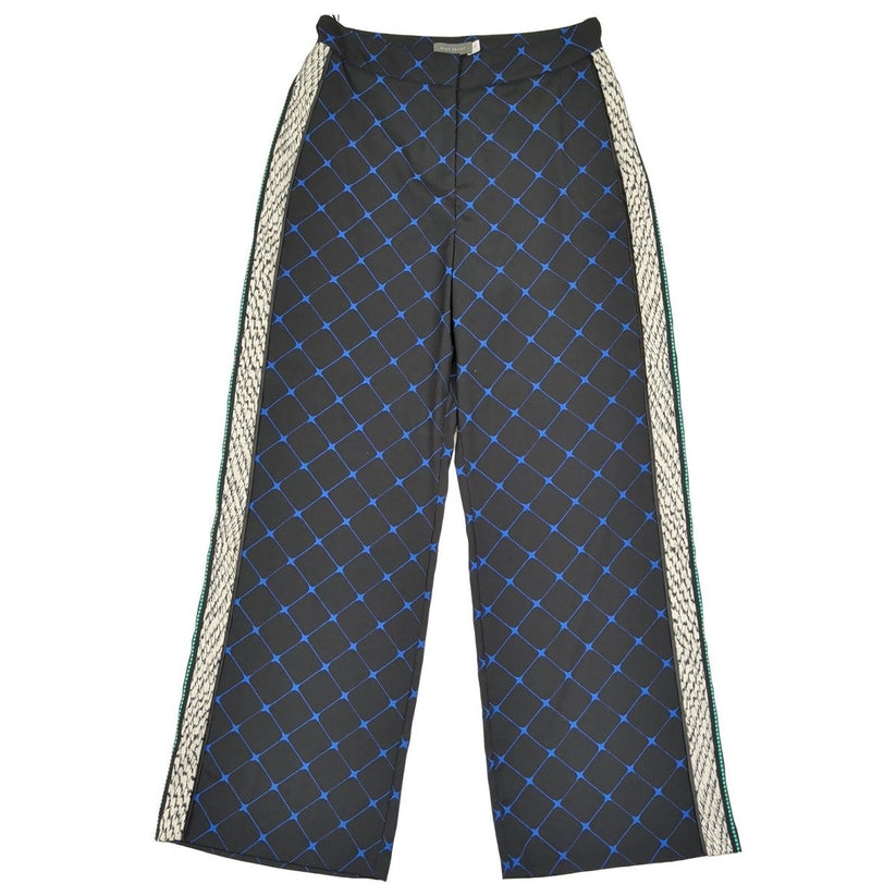Mint Velvet Wide-Leg Trousers UK 12R Black Blue Geometric – product photo 1 | RewearableUK