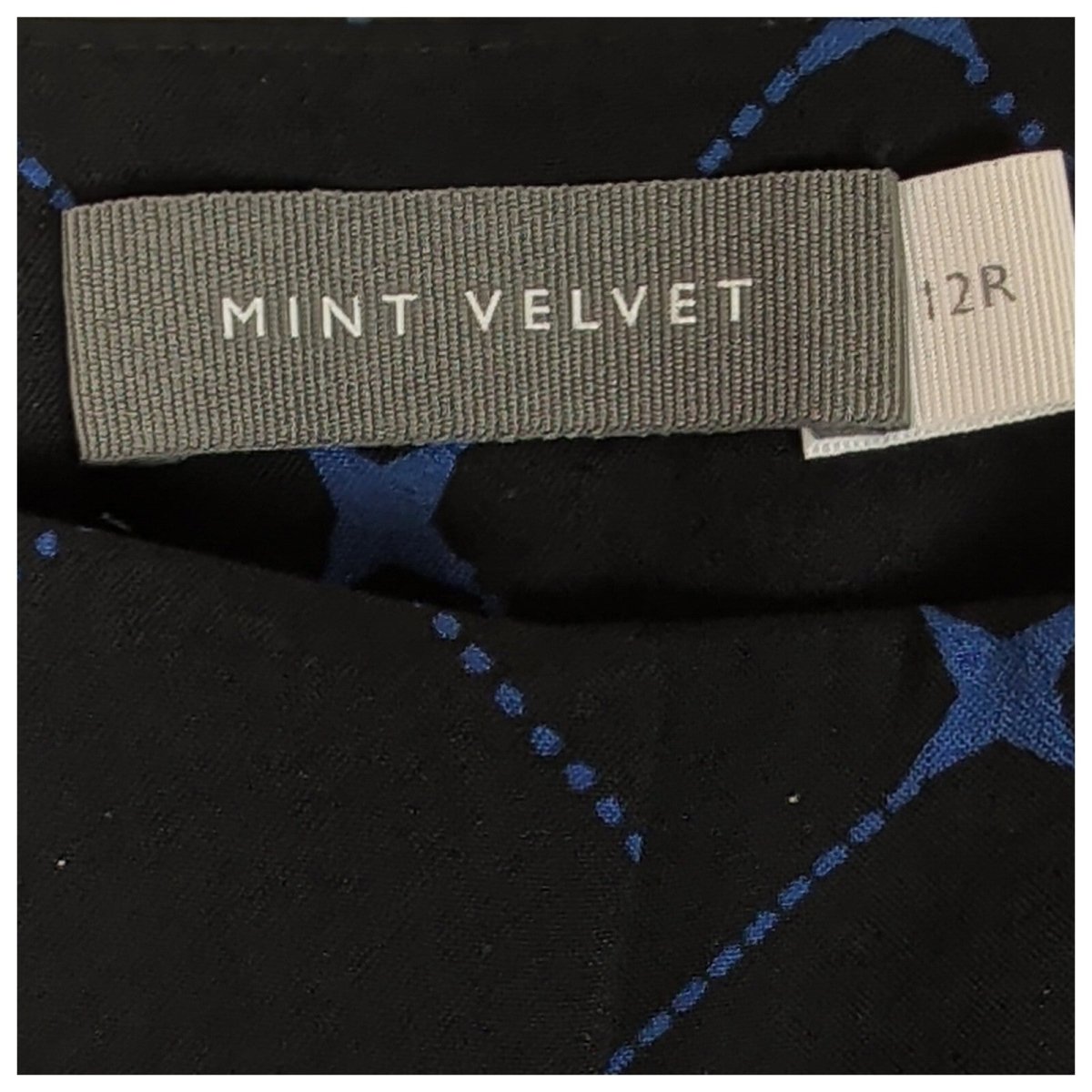 Mint Velvet Wide-Leg Trousers UK 12R Black Blue Geometric – product photo 4 | RewearableUK