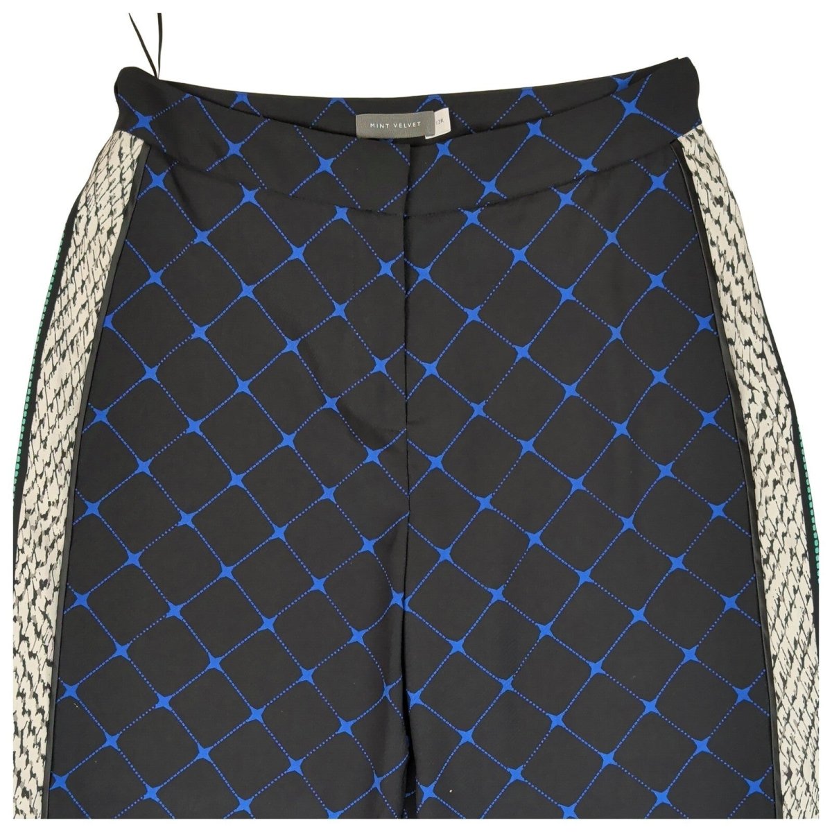 Mint Velvet Wide-Leg Trousers UK 12R Black Blue Geometric – product photo 3 | RewearableUK