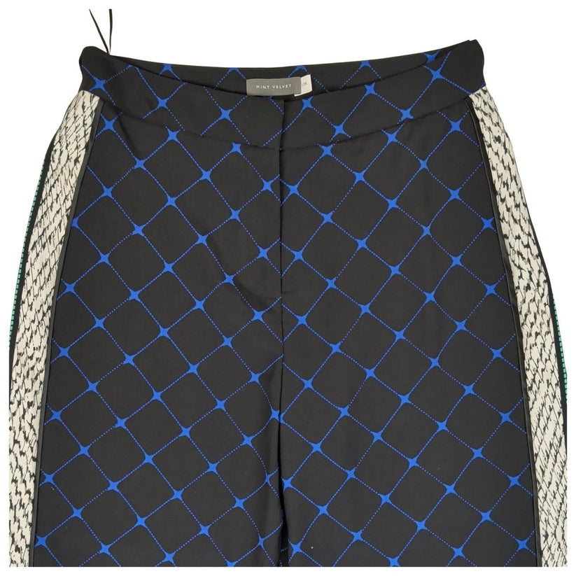 Mint Velvet Wide-Leg Trousers UK 12R Black Blue Geometric – product photo 3 | RewearableUK
