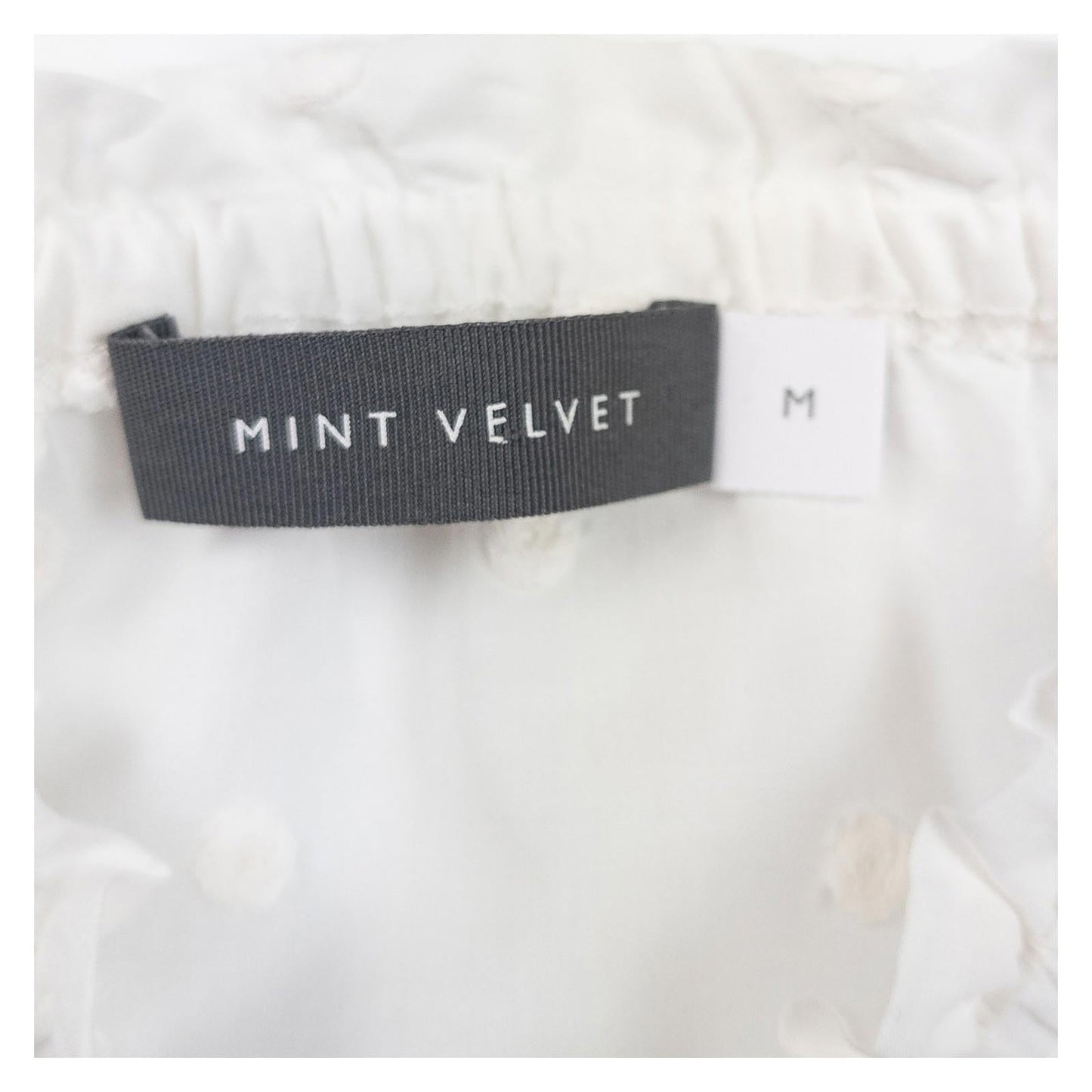 Mint Velvet Woman White Bardot Top Size M Cotton Dobby Tiered Ruffle Sleeve Boho by Mint Velvet – | RewearableUK