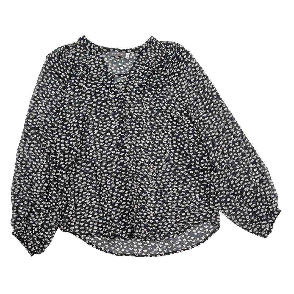 Mint Velvet Women's Animal Print Blouse Size M Black Sheer Long Sleeve – product photo 1 | RewearableUK