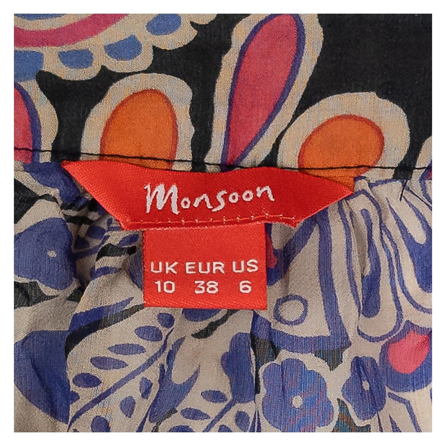 Monsoon 100% Silk Blouse Top Size UK 10 Paisley Floral Sheer Boho Smocked Hem by Monsoon – | RewearableUK