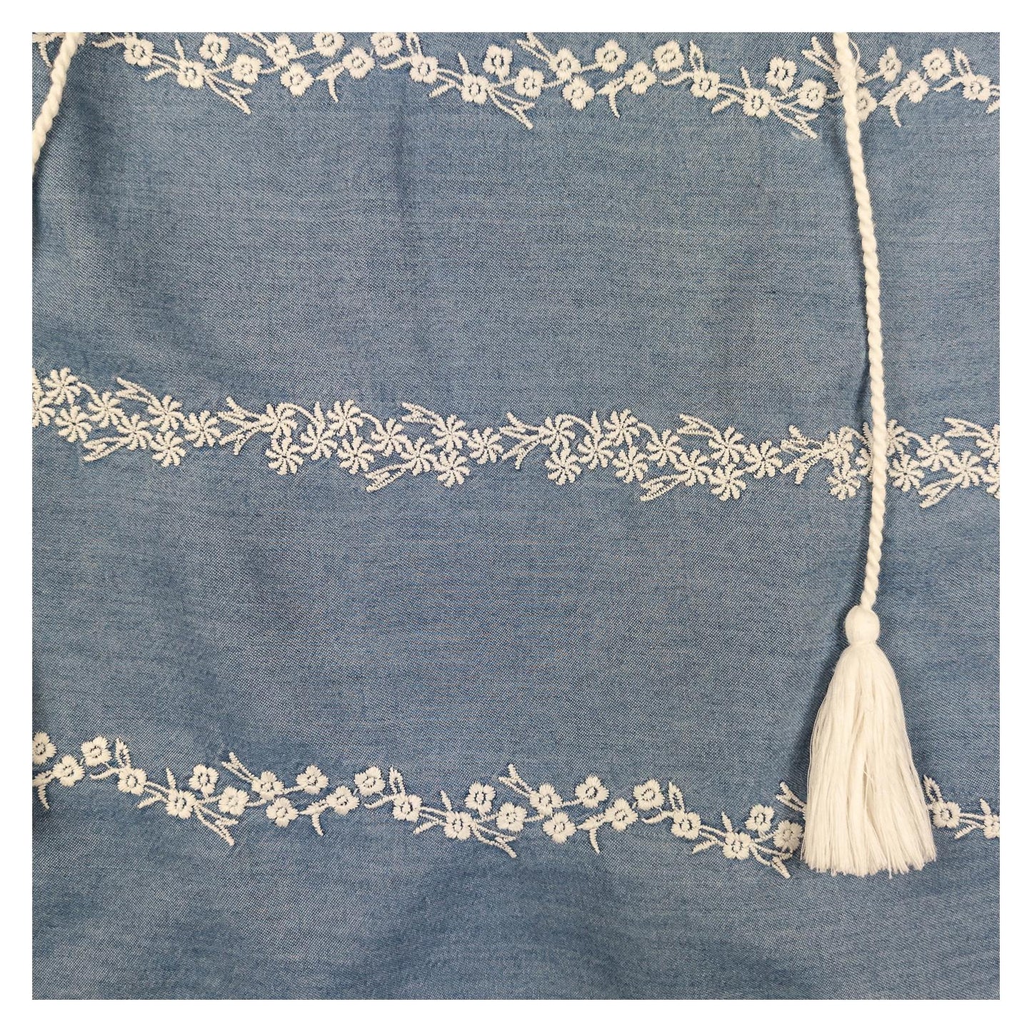 Monsoon Beach Woman Denim Blue Cami Top Size XL Embroidered Tassel Summer Strap by Monsoon – | RewearableUK
