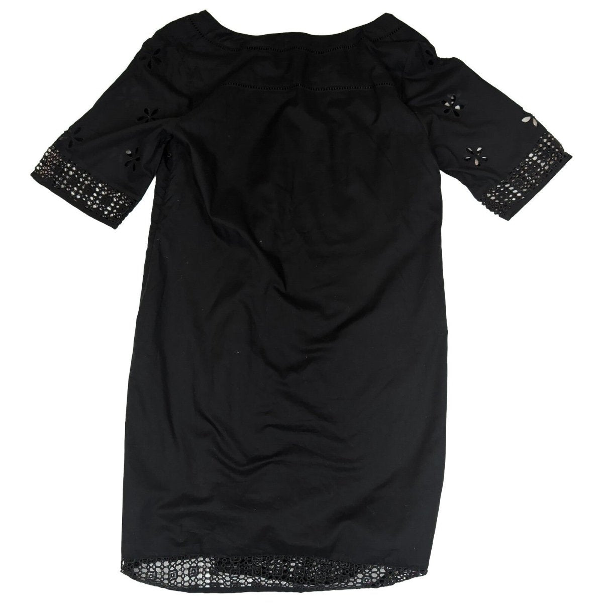 Monsoon Black Embroidered Tunic Dress UK 16 Cotton Boho Lace Trim – product photo 2 | RewearableUK