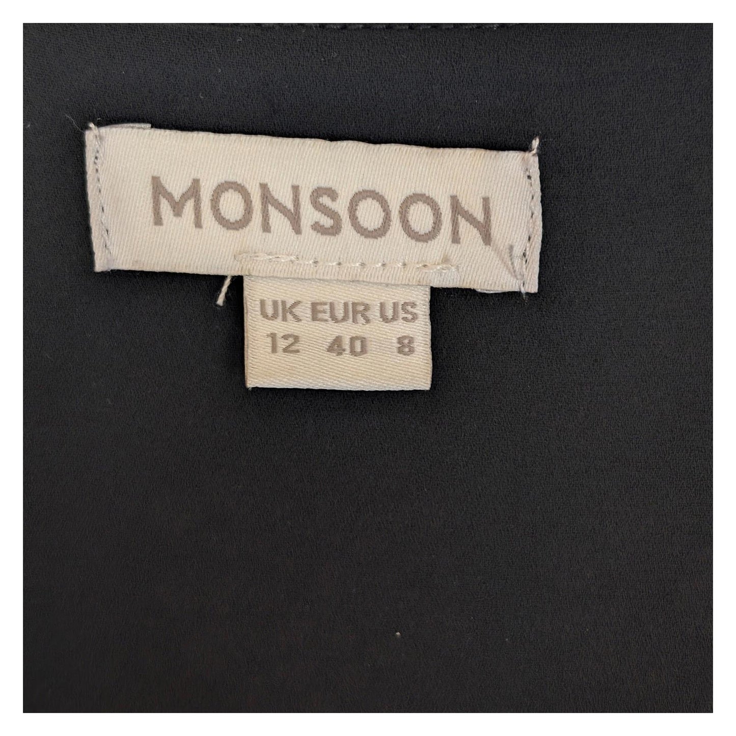 Monsoon Black Floral Bird Wrap Top Size UK 12 US 8 Satin Feel Crane Print Blouse by Monsoon – | RewearableUK