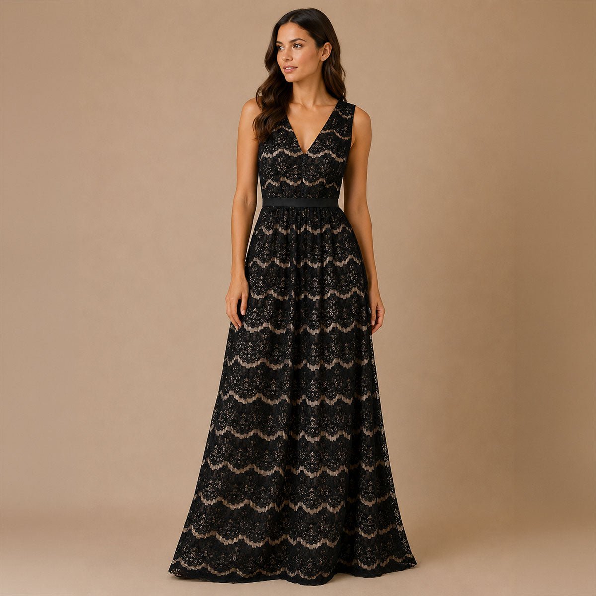 Monsoon Black Lace Occasion Dress UK 14 Nude Lined Wedding Guest – DRESSING product photo 1 | RewearableUK