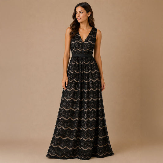 Monsoon Black Lace Occasion Dress UK 14 Nude Lined Wedding Guest – DRESSING product photo 1 | RewearableUK
