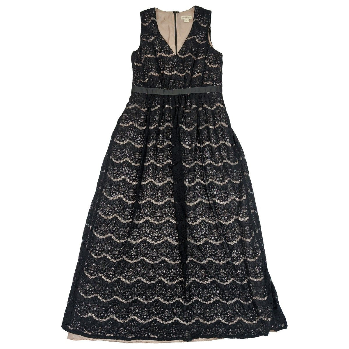 Monsoon Black Lace Occasion Dress UK 14 Nude Lined Wedding Guest – product photo 1 | RewearableUK