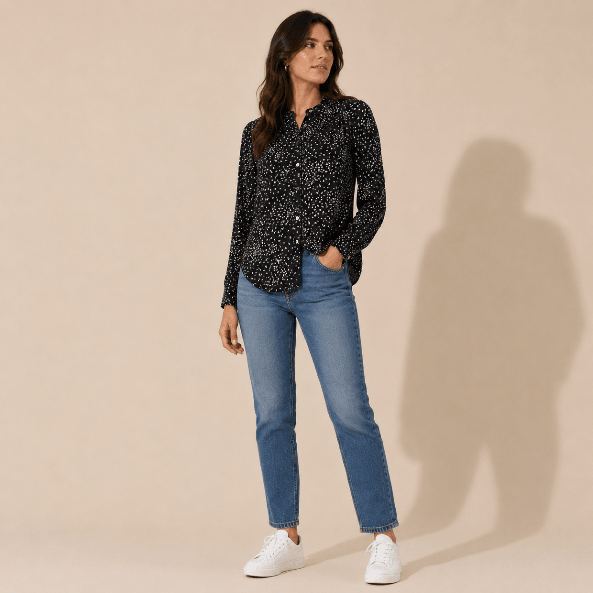 Monsoon Black Star Print Viscose Blouse – UK 12 – Top product photo 1 | RewearableUK