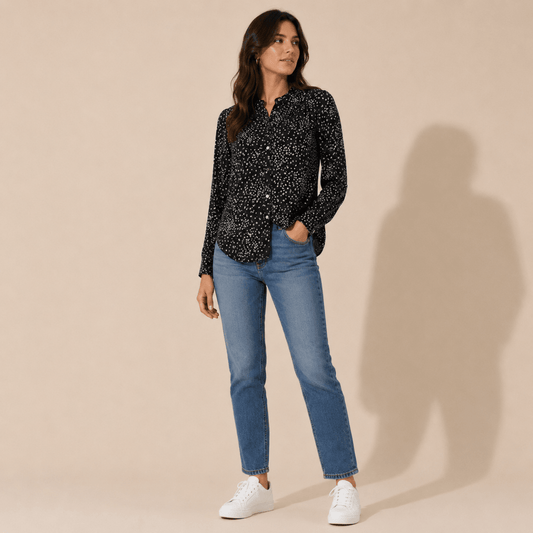 Monsoon Black Star Print Viscose Blouse – UK 12 – Top product photo 1 | RewearableUK