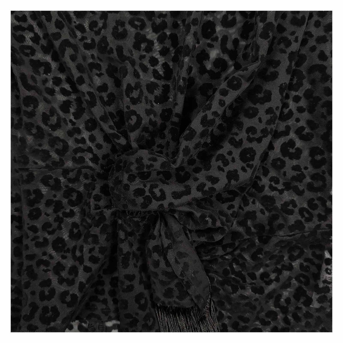 Monsoon Deb Devore Leopard Top M Black Sheer Flocked Tie Waist Long Sleeve – product photo 2 | RewearableUK