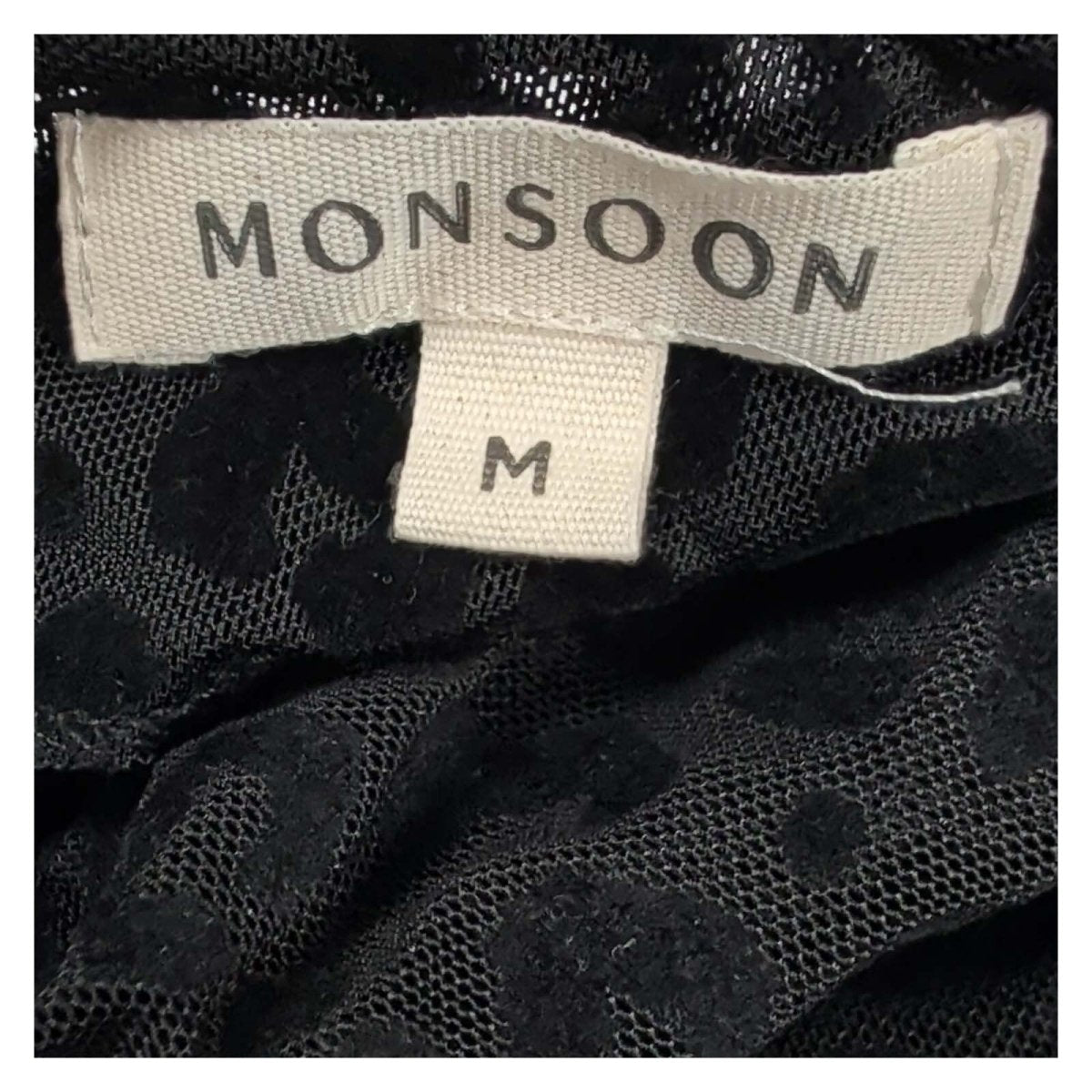 Monsoon Deb Devore Leopard Top M Black Sheer Flocked Tie Waist Long Sleeve – product photo 3 | RewearableUK