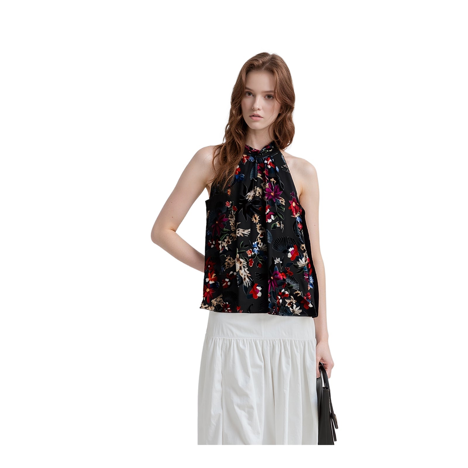 Monsoon Devoré Velvet Halter Top Black Floral | Women's UK 10 by Monsoon – blouse | RewearableUK