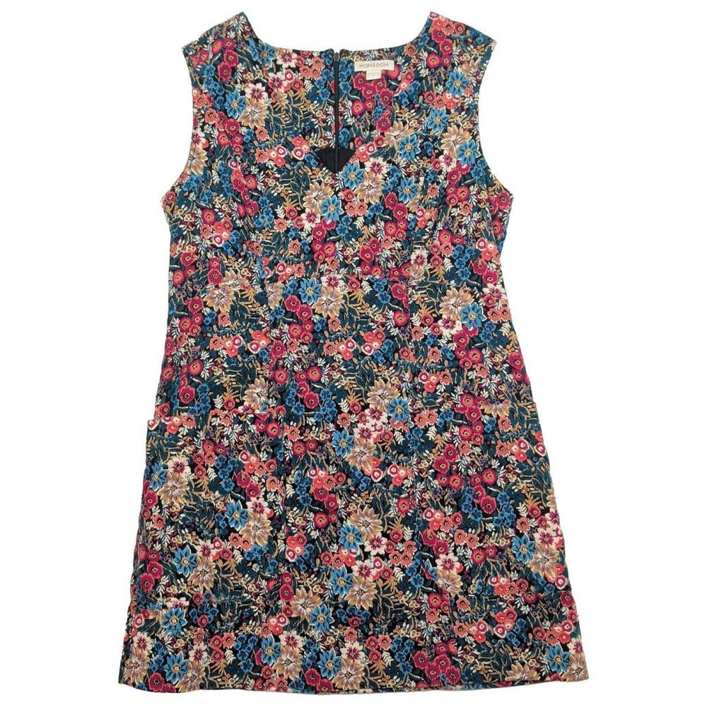 Monsoon Floral Corduroy Shift Dress UK 14 Multicolour Sleeveless – Dresses product photo 2 | RewearableUK