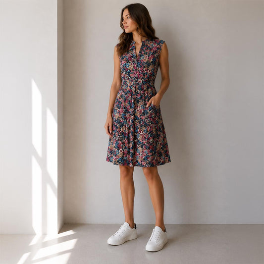 Monsoon Floral Corduroy Shift Dress UK 14 Multicolour Sleeveless by Monsoon – DRESSING | RewearableUK