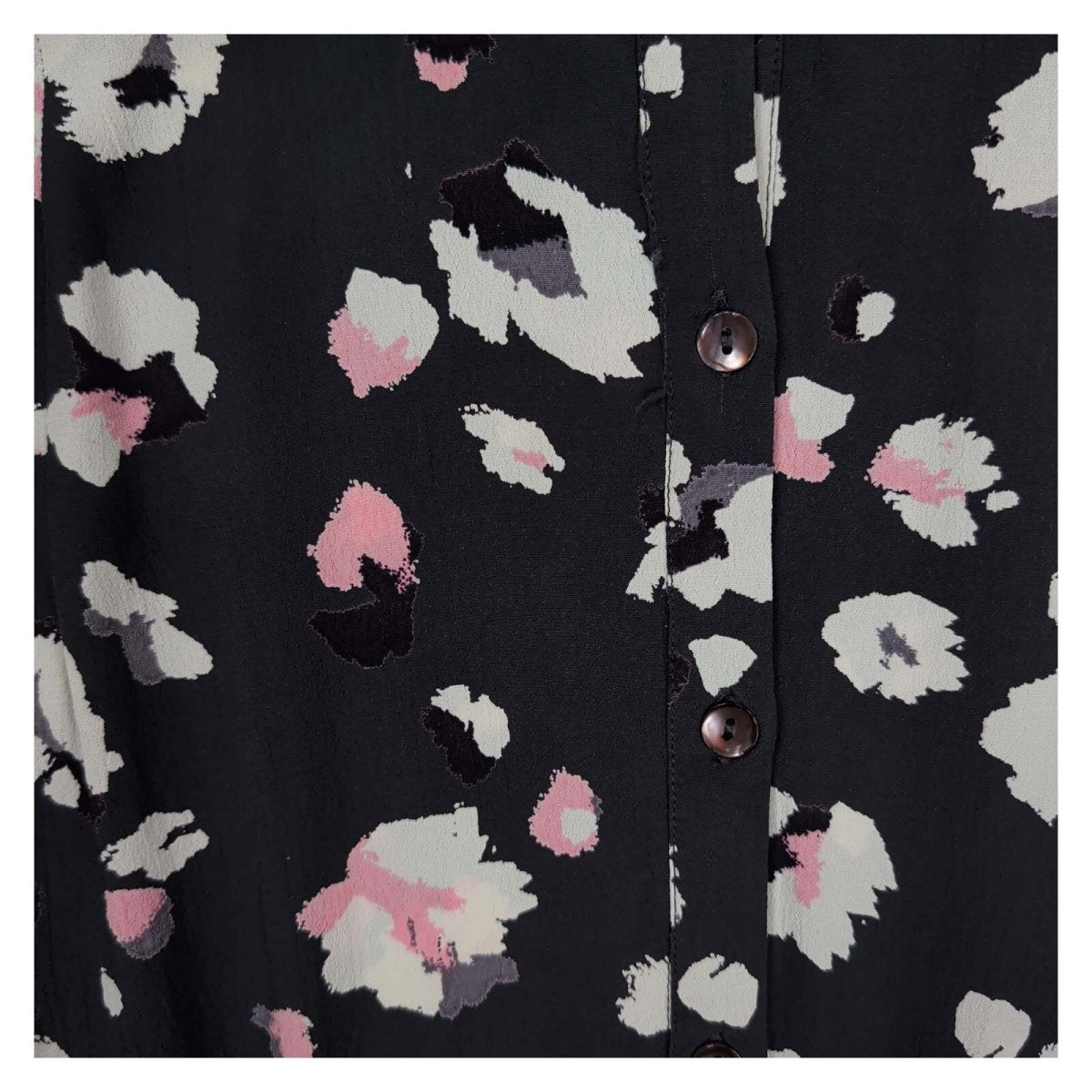 Monsoon Floral Midi Shirt Dress UK 14 Black Pink Long Sleeve Button Front – product photo 2 | RewearableUK