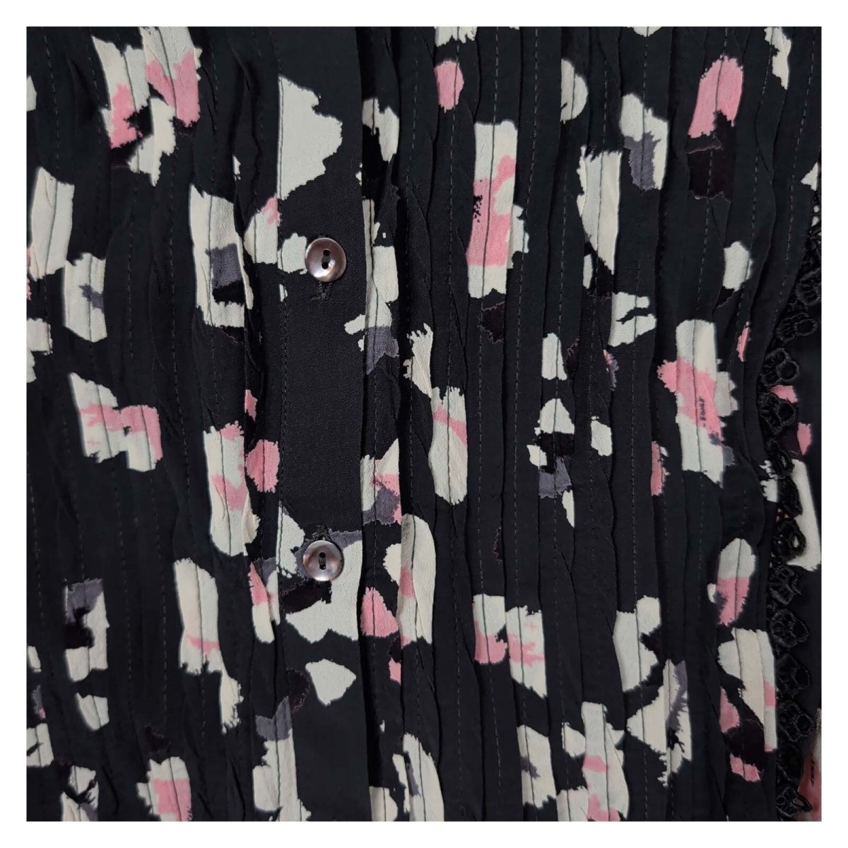 Monsoon Floral Midi Shirt Dress UK 14 Black Pink Long Sleeve Button Front – product photo 3 | RewearableUK