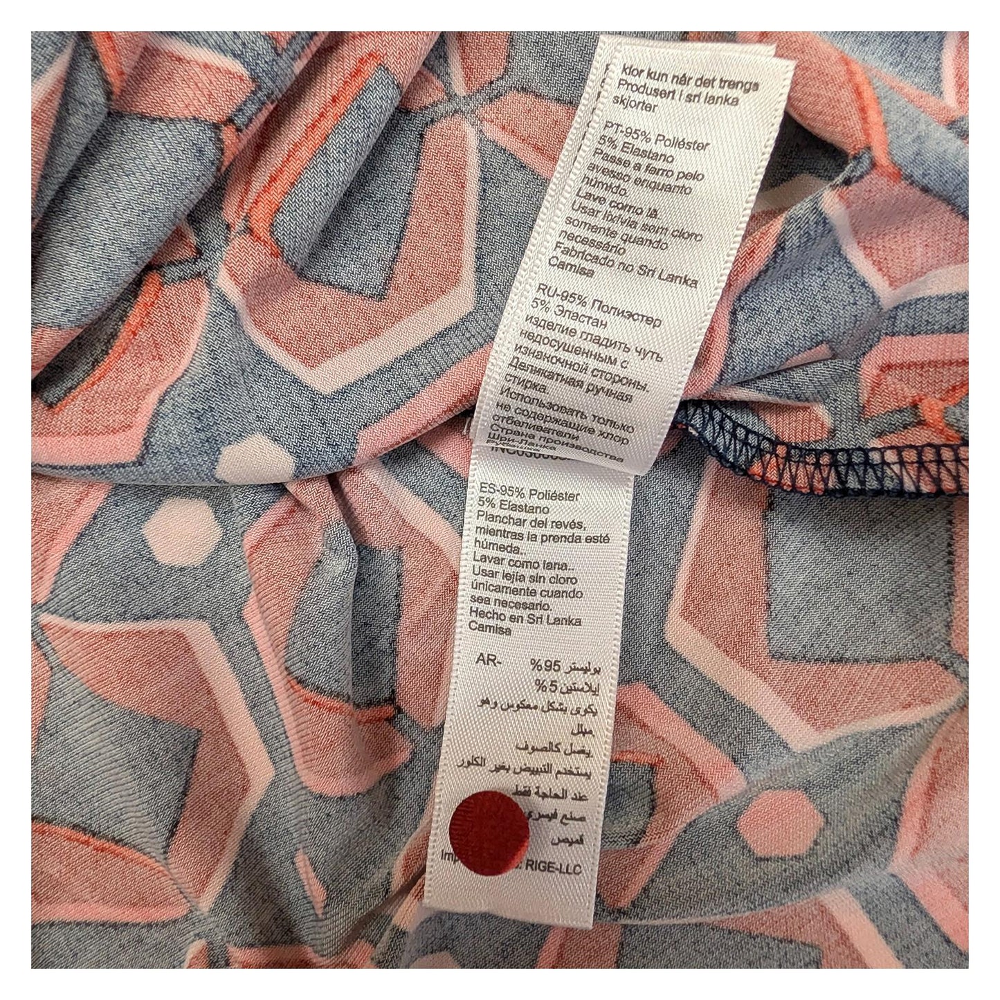 Monsoon Geometric Wrap Top Size M Red Navy Hexagon Print Collared Jersey Shirt by Monsoon – | RewearableUK