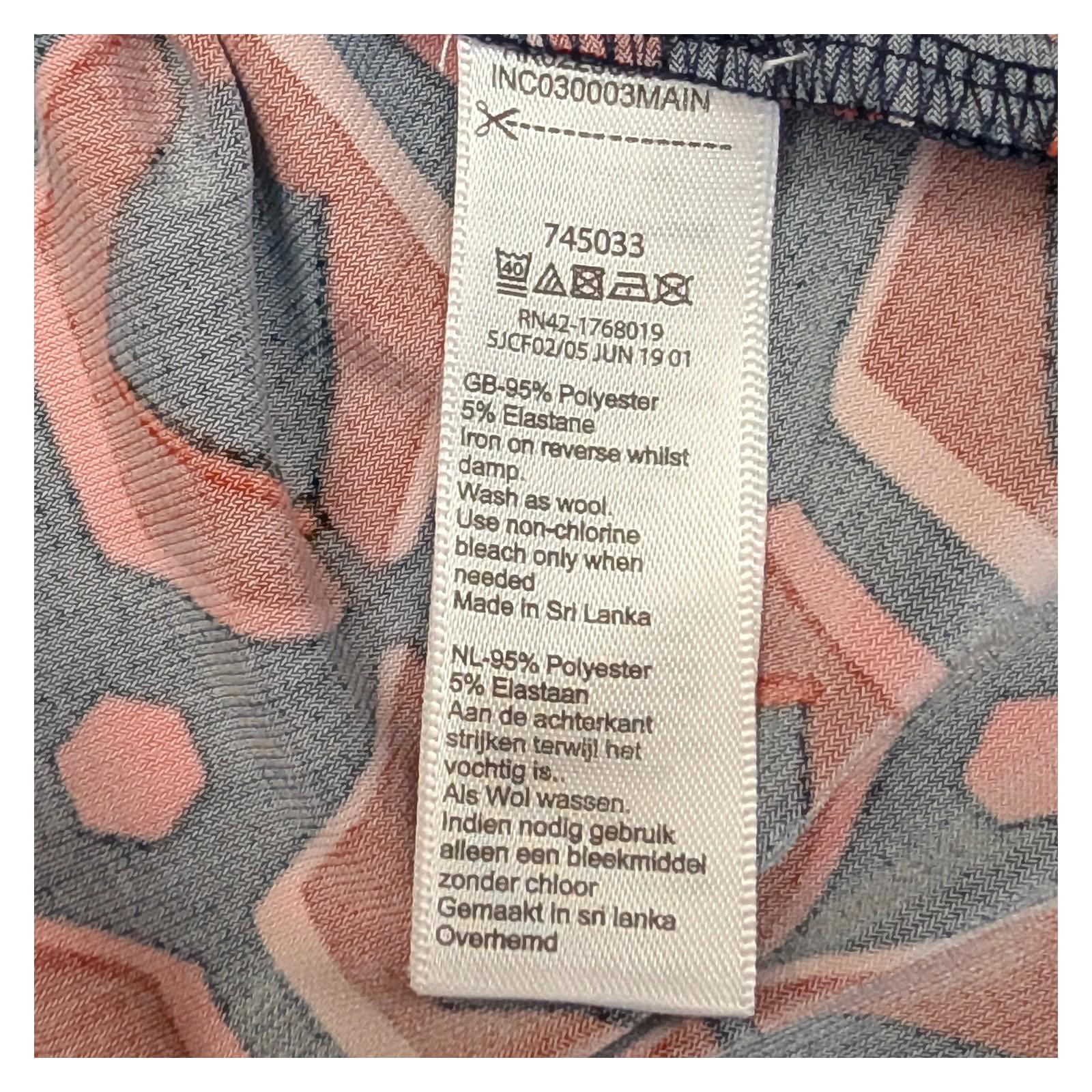 Monsoon Geometric Wrap Top Size M Red Navy Hexagon Print Collared Jersey Shirt by Monsoon – | RewearableUK