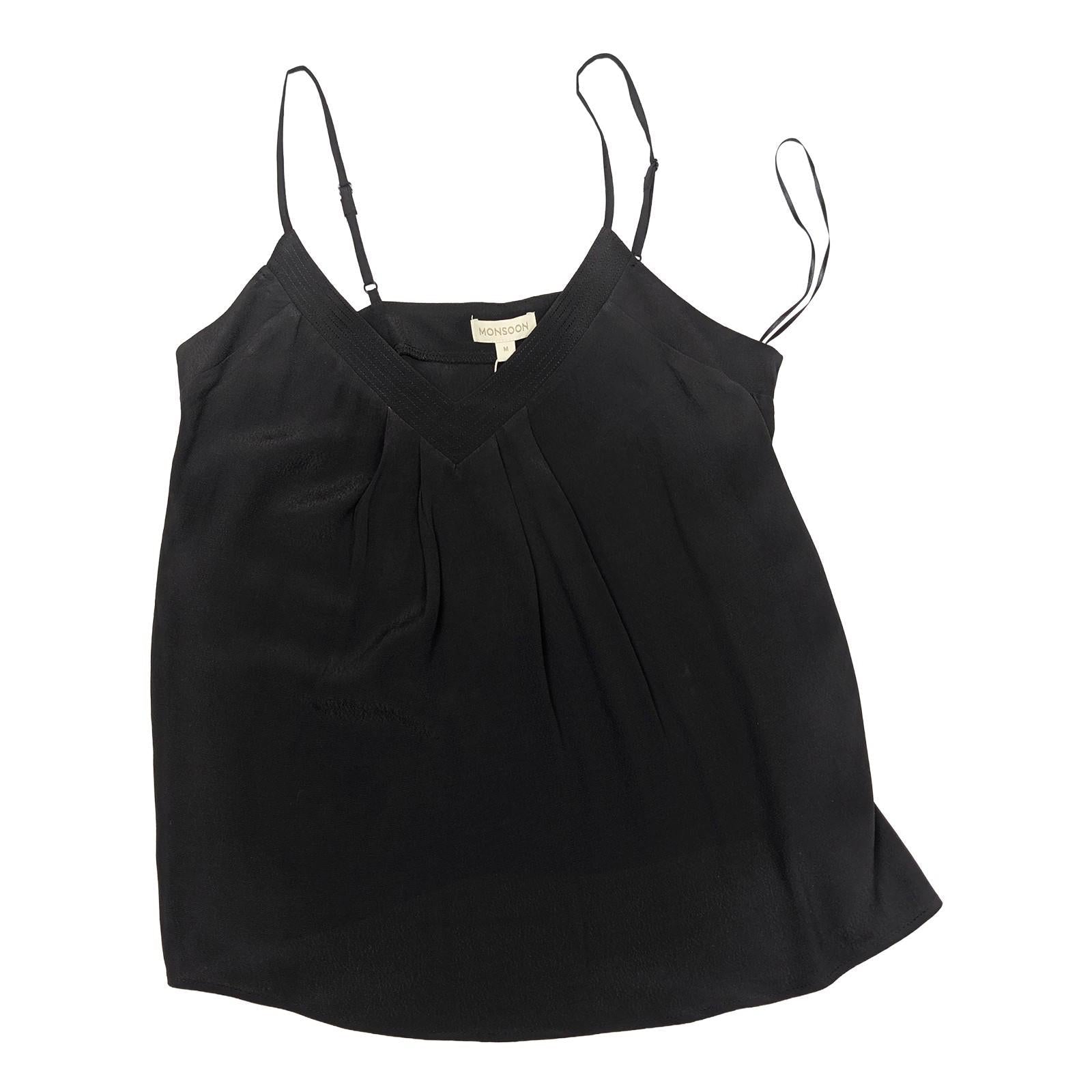 Monsoon Jenny Black Cami Top Size M BNWT EcoVero Viscose V - Neck Vest Strap Summe by Monsoon – | RewearableUK