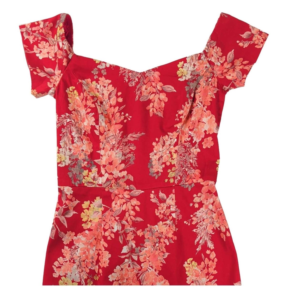 Monsoon Red Floral Midi Dress UK 8 Sweetheart Neck – product photo 2 | RewearableUK