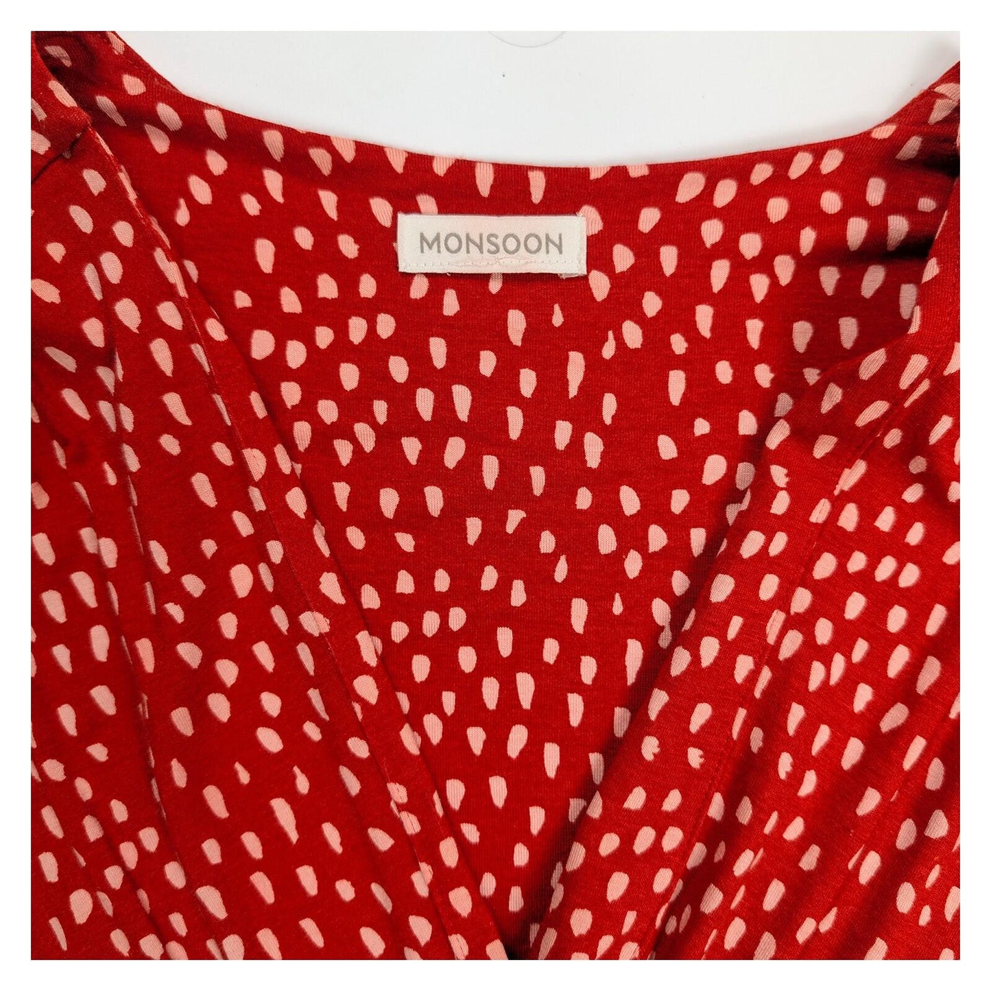 Monsoon Red Polka Dot Wrap Style Blouse Top M UK 12 V - Neck by Monsoon – blouse | RewearableUK