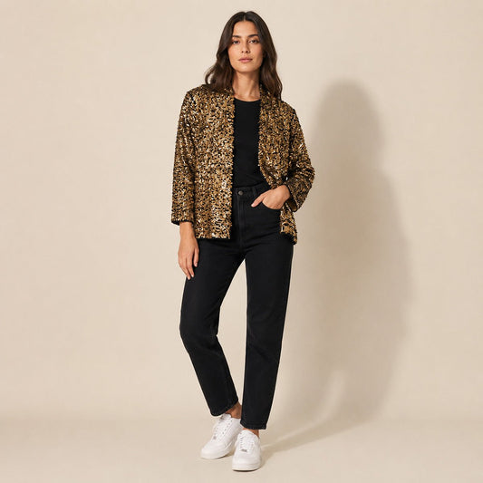 Monsoon Sequin Cardigan Size S Black Gold Embellished – Top product photo 1 | RewearableUK