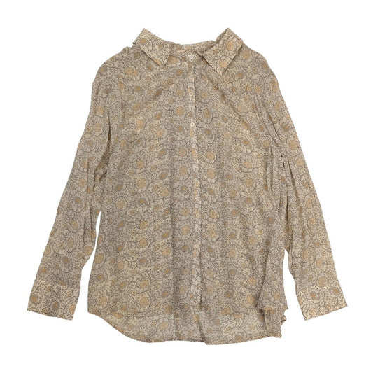 Monsoon Shirt Size L Beige Floral Metallic Thread Sheer Lightweight Top by Monsoon – blouse | RewearableUK
