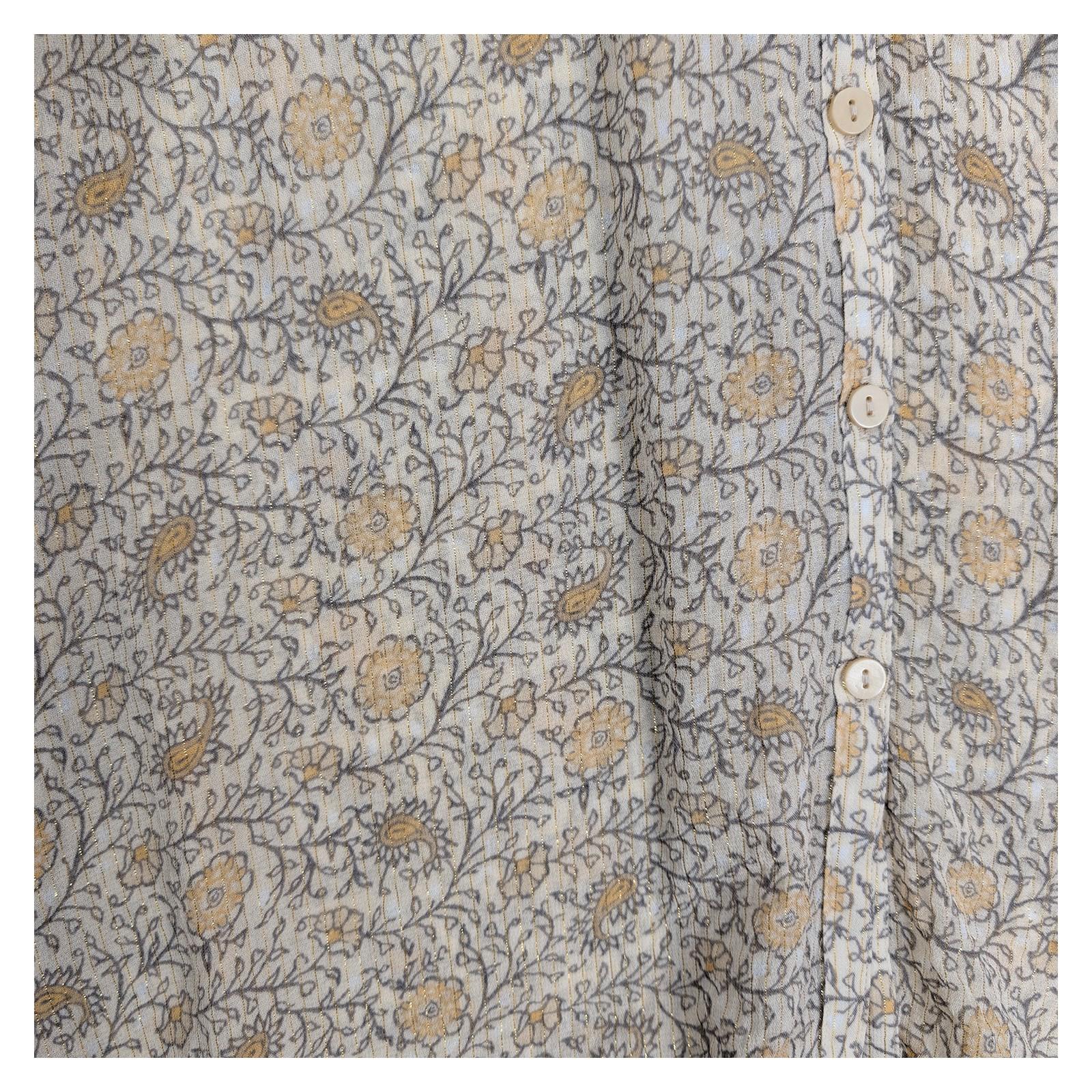 Monsoon Shirt Size L Beige Floral Metallic Thread Sheer Lightweight Top by Monsoon – blouse | RewearableUK