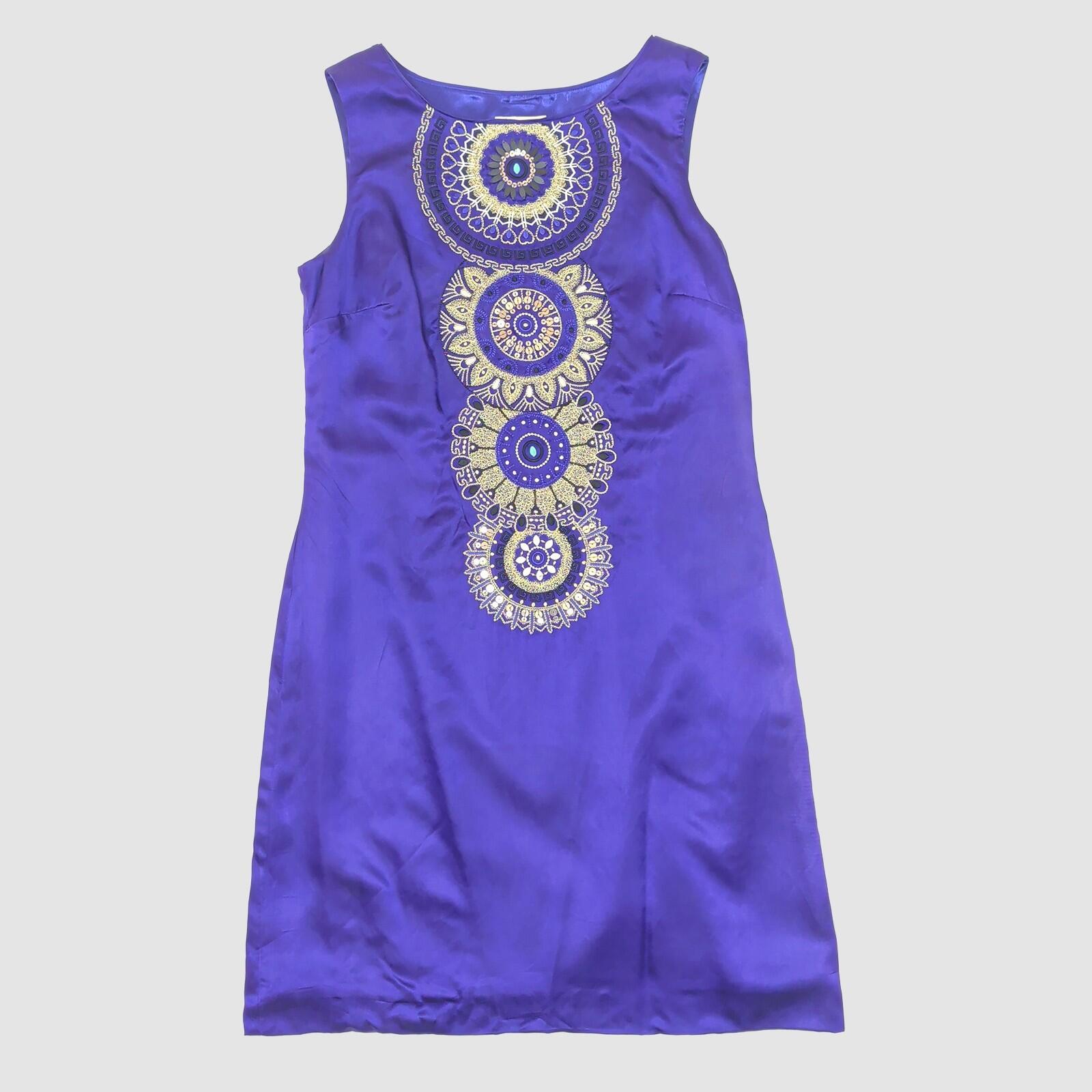 Monsoon Silk Blend Embellished Dress Purple UK 12 Evening Occasion by Monsoon – | RewearableUK