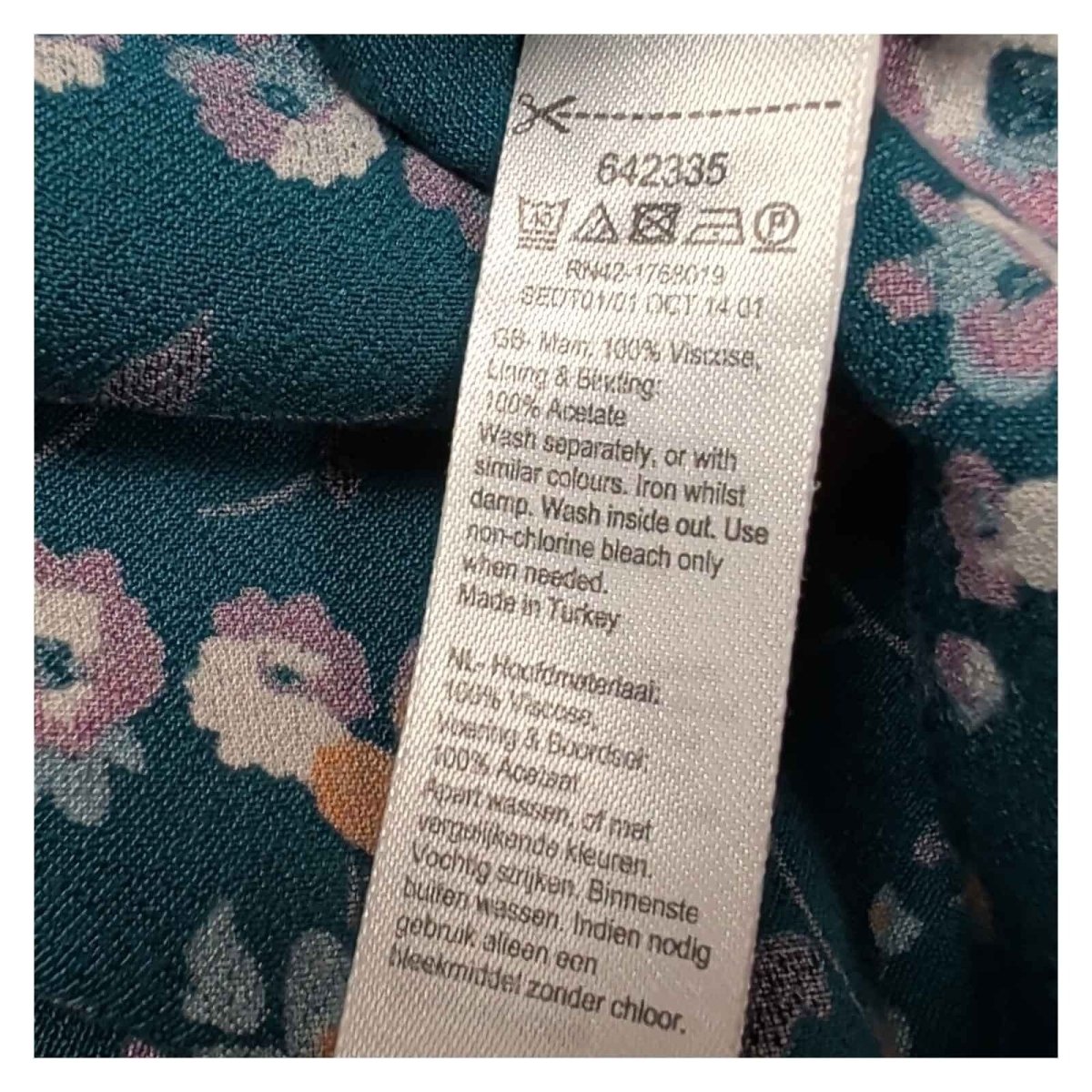Monsoon Teal Floral Blouse UK 10 Viscose Short Sleeve Lined Summer Top – product photo 3 | RewearableUK