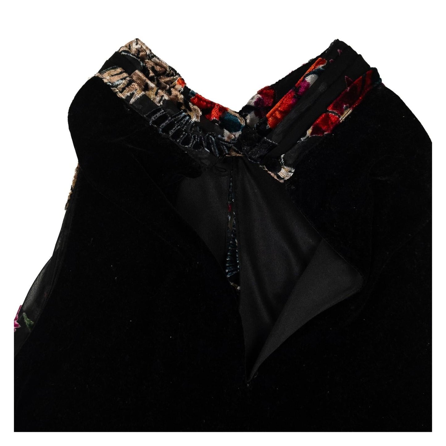 Monsoon Top UK 10 Black Velvet Devoré Floral Bird Halter Neck Blouse by Monsoon – | RewearableUK