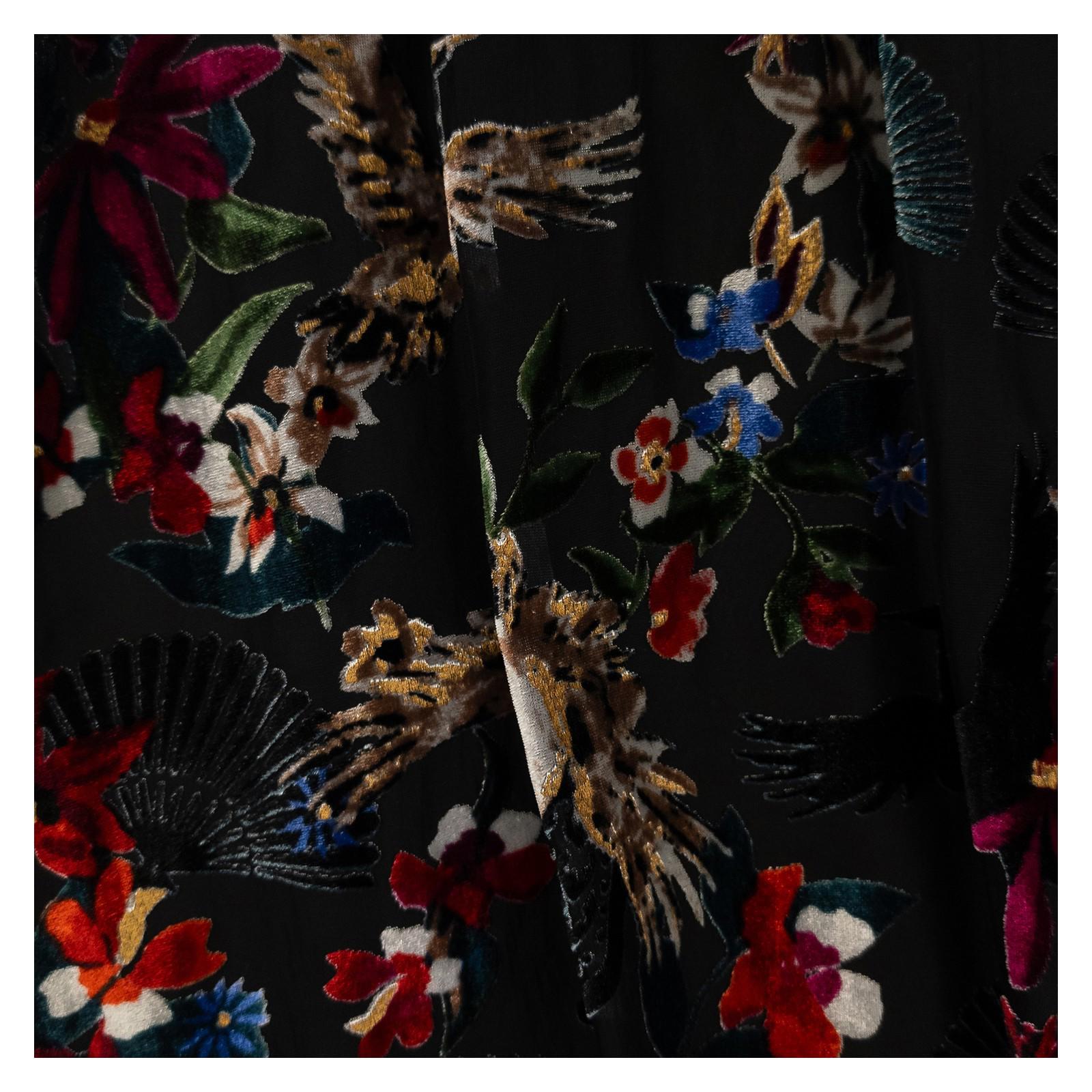 Monsoon Top UK 10 Black Velvet Devoré Floral Bird Halter Neck Blouse by Monsoon – | RewearableUK