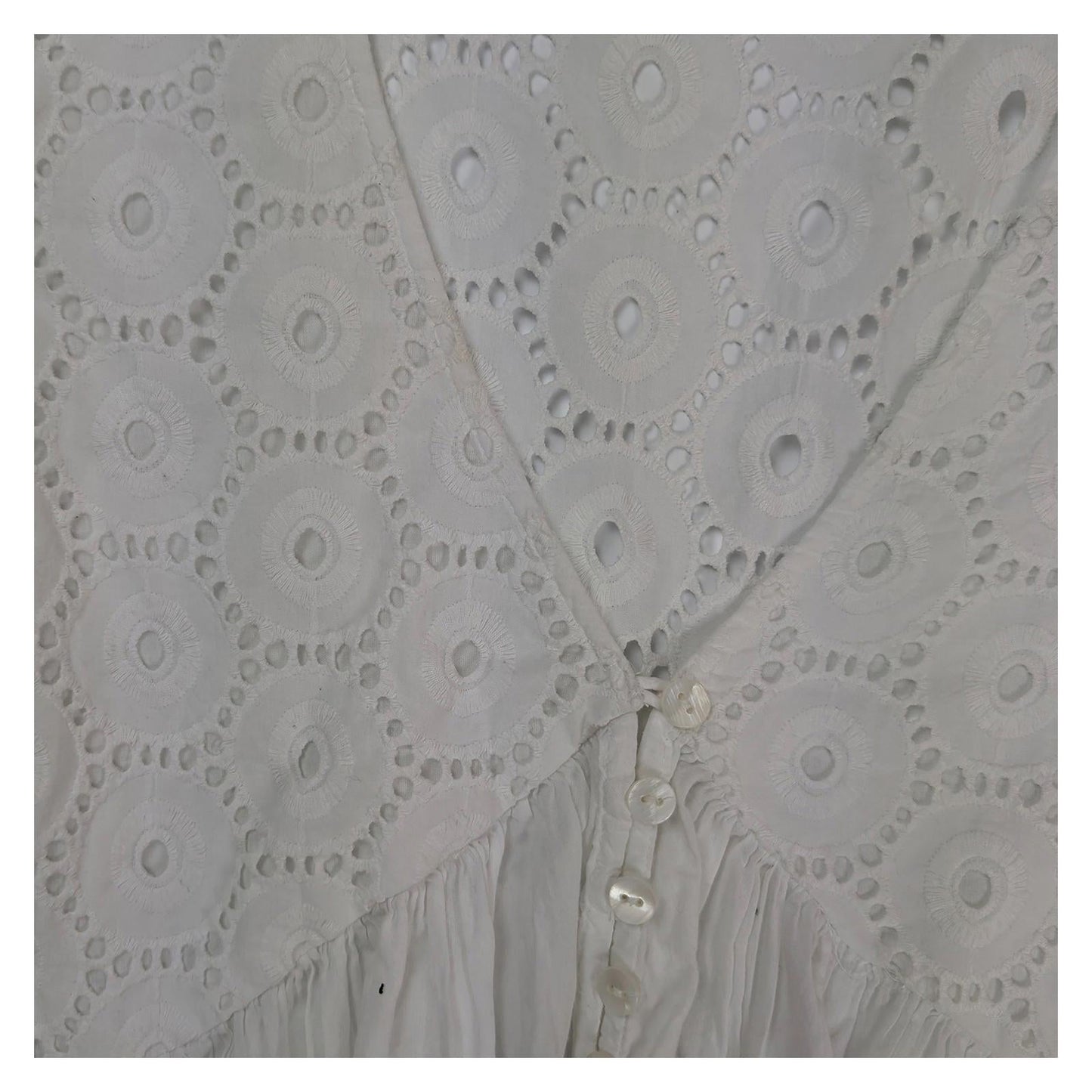 Monsoon White Broderie Anglaise Top Size 12 Sleeveless Cotton Tunic by Monsoon – blouse | RewearableUK