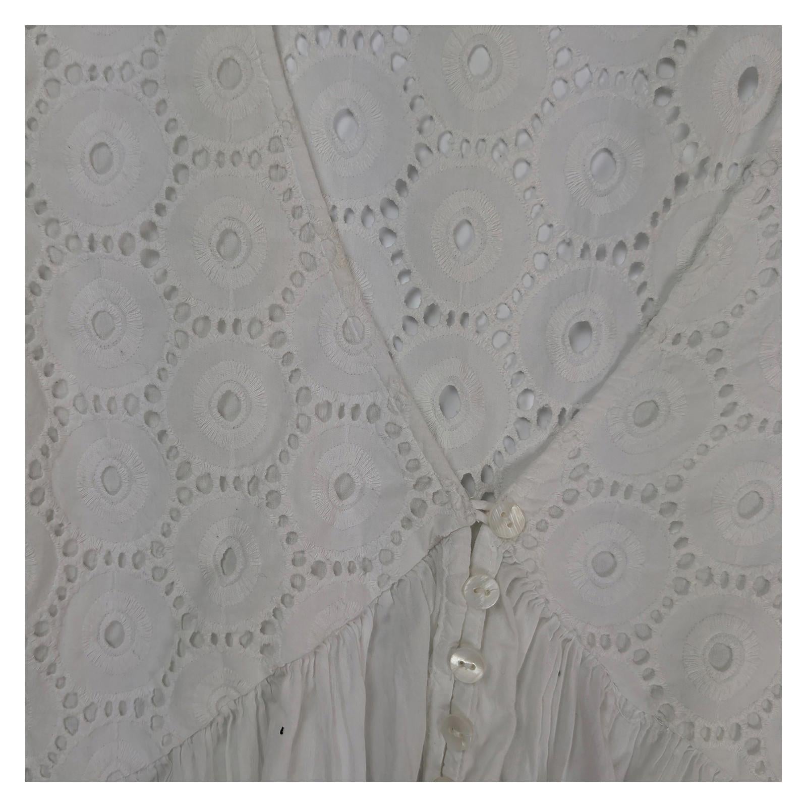 Monsoon White Broderie Anglaise Top Size 12 Sleeveless Cotton Tunic by Monsoon – blouse | RewearableUK