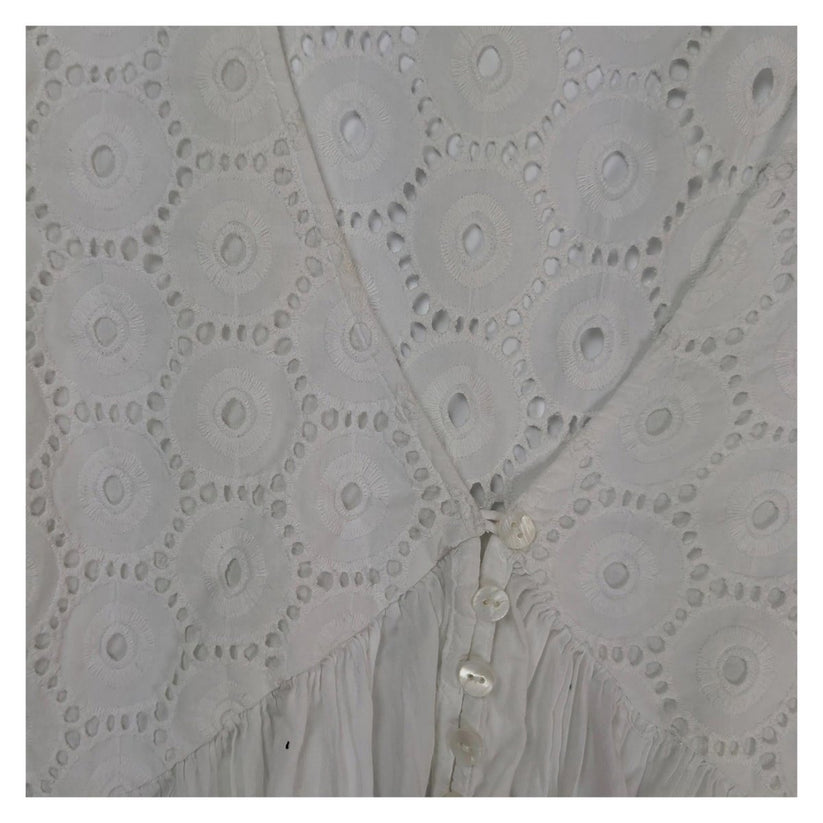 Monsoon White Broderie Anglaise Top Size 12 Sleeveless Cotton Tunic by Monsoon – blouse | RewearableUK