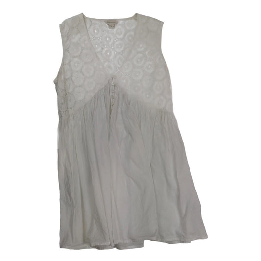 Monsoon White Broderie Anglaise Top Size 12 Sleeveless Cotton Tunic by Monsoon – blouse | RewearableUK