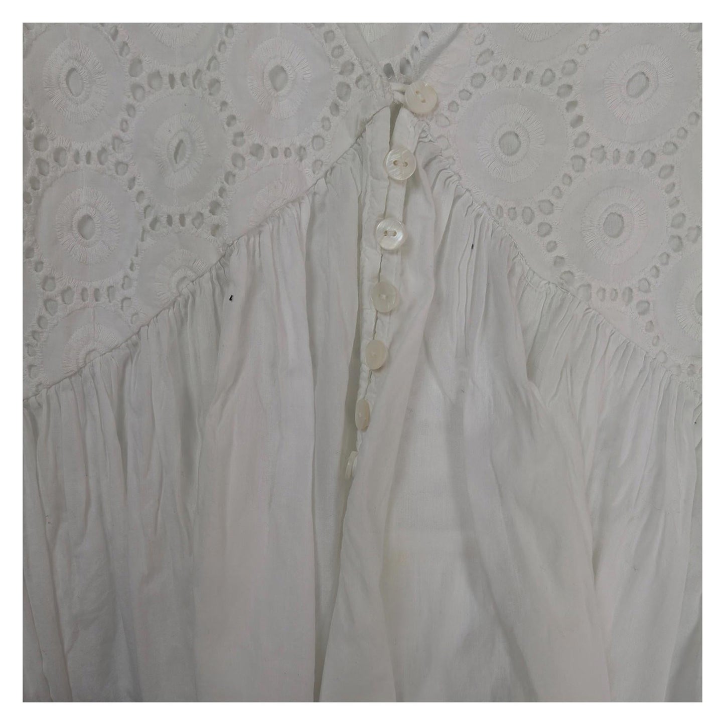 Monsoon White Broderie Anglaise Top Size 12 Sleeveless Cotton Tunic by Monsoon – blouse | RewearableUK