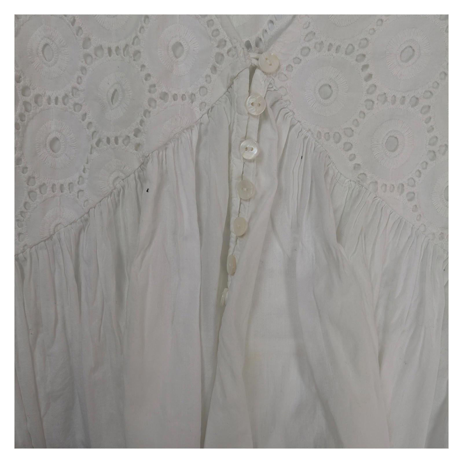Monsoon White Broderie Anglaise Top Size 12 Sleeveless Cotton Tunic by Monsoon – blouse | RewearableUK