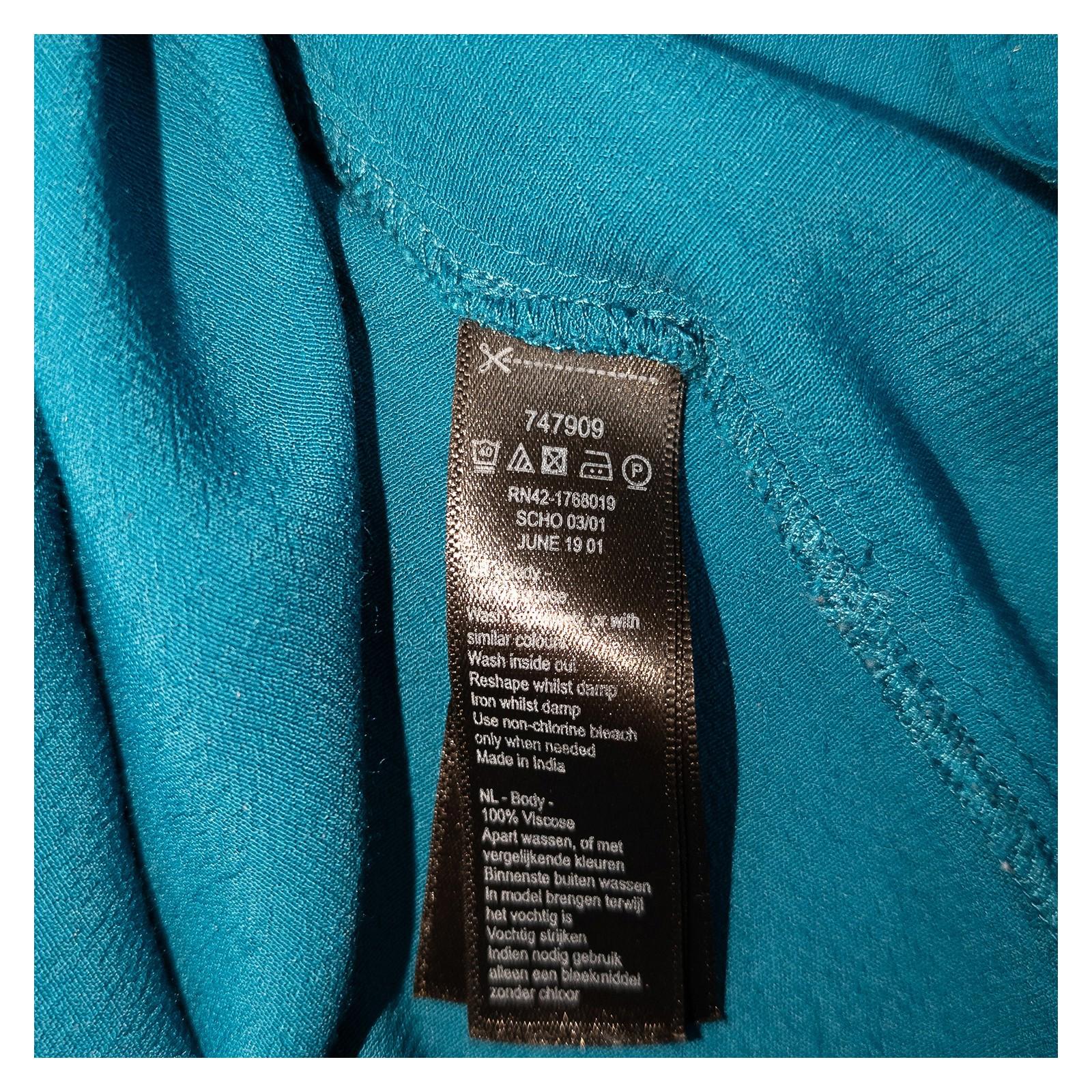 Monsoon Woman Teal Blouse Size UK 12 Viscose V - Neck Long Sleeve Button Casual by Monsoon – | RewearableUK