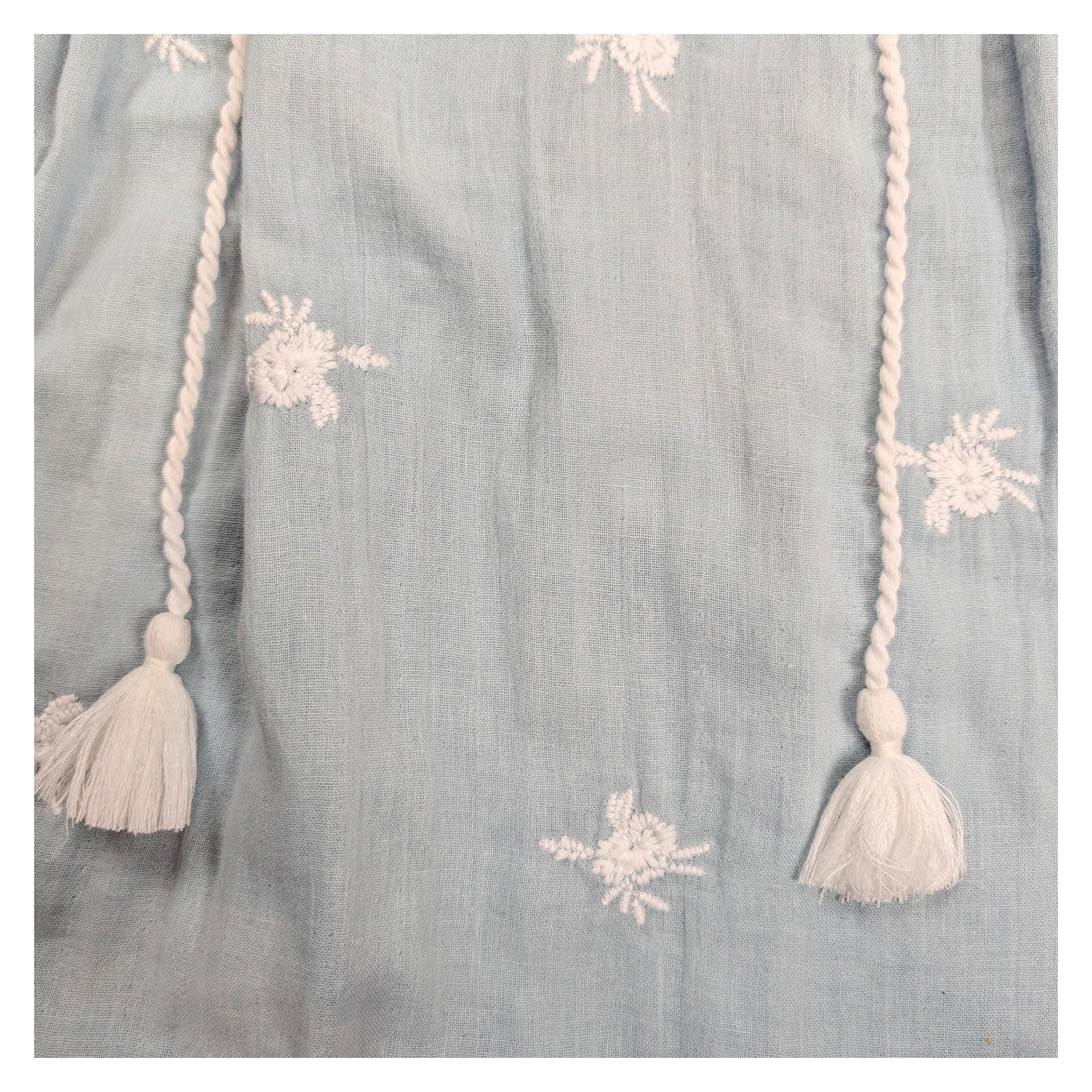 Monsoon Women's Blouse Size M Dusty Blue Embroidered Boho Tassel Cotton Top by Monsoon – | RewearableUK