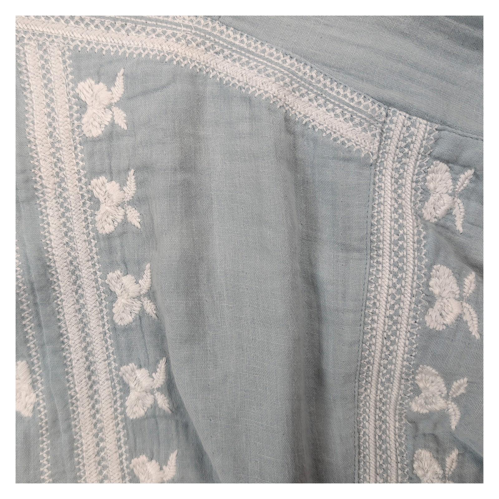 Monsoon Women's Blouse Size M Dusty Blue Embroidered Boho Tassel Cotton Top by Monsoon – | RewearableUK