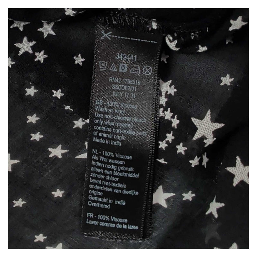 Monsoon Women's Blouse UK 12 Black White Star Print Viscose Long Sleeve – product photo 7 | RewearableUK