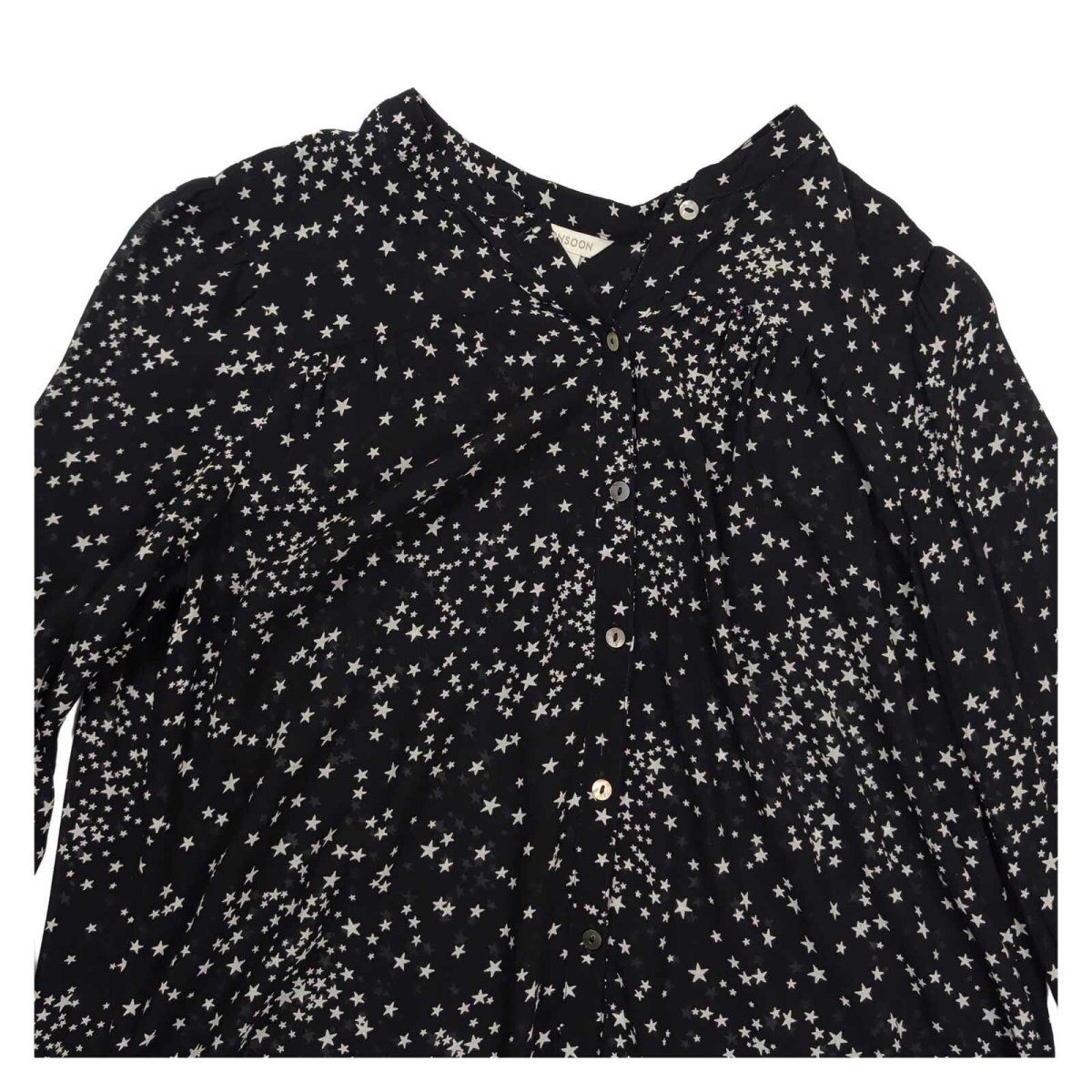 Monsoon Women's Blouse UK 12 Black White Star Print Viscose Long Sleeve – product photo 2 | RewearableUK
